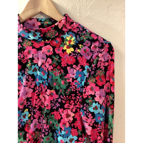 FUTURE COLLECTIVE NWOT Kahlana Barfield Brown Floral Midi Dress High Slit S HOT - Picture 4 of 7